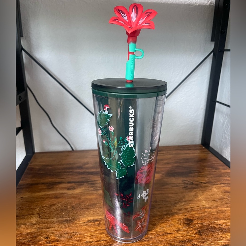 2022 Starbucks Tumbler “Enchanted Forest” with Flower Straw Topper